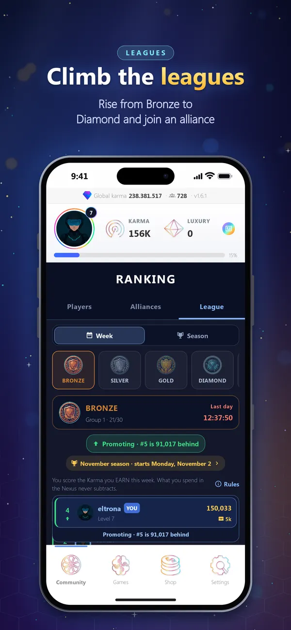 Climb the leagues: Equity Game App Store screenshot