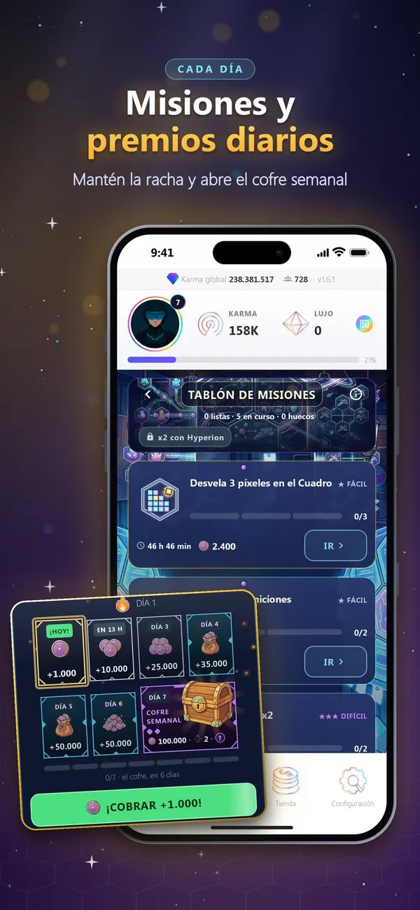Misiones y premios diarios: captura de Equity Game en la App Store